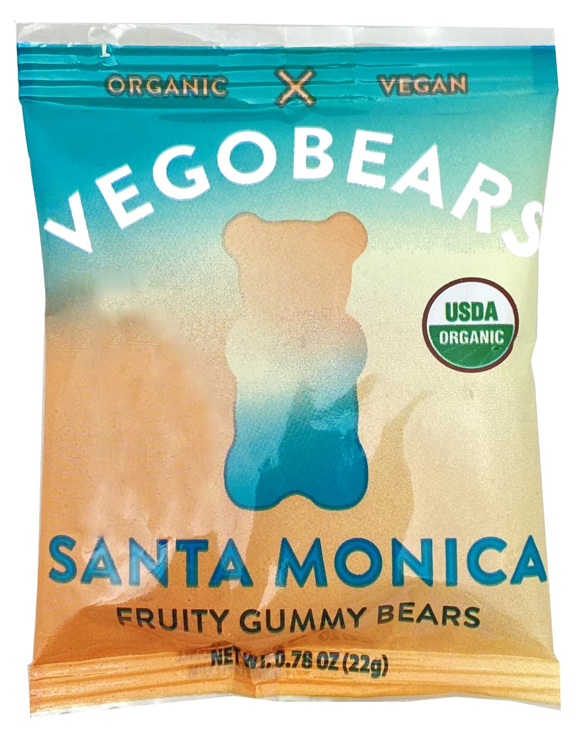 Candy People VegoBears Santa Monica Vegan Gummy Bears Snack Packs Organic Gummy Bears, Non-GMO, Banana, Pineapple & Strawberry G
