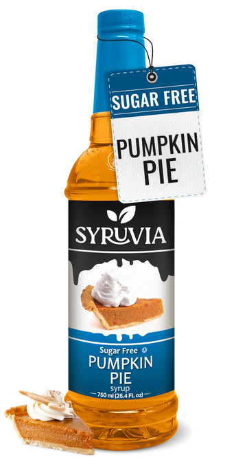 Syruvia Sugar-Free Pumpkin Pie Syrup - 25.4 fl oz. Premium Coffee Flavoring Syrup. 0 Calories, Kosher, and Gluten-Free. Ideal fo