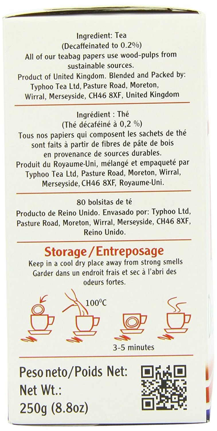 TY.PHOO Decaf Tea Teabags, 80 Count (Pack of 6), White Box, Model SYNCHKG036779