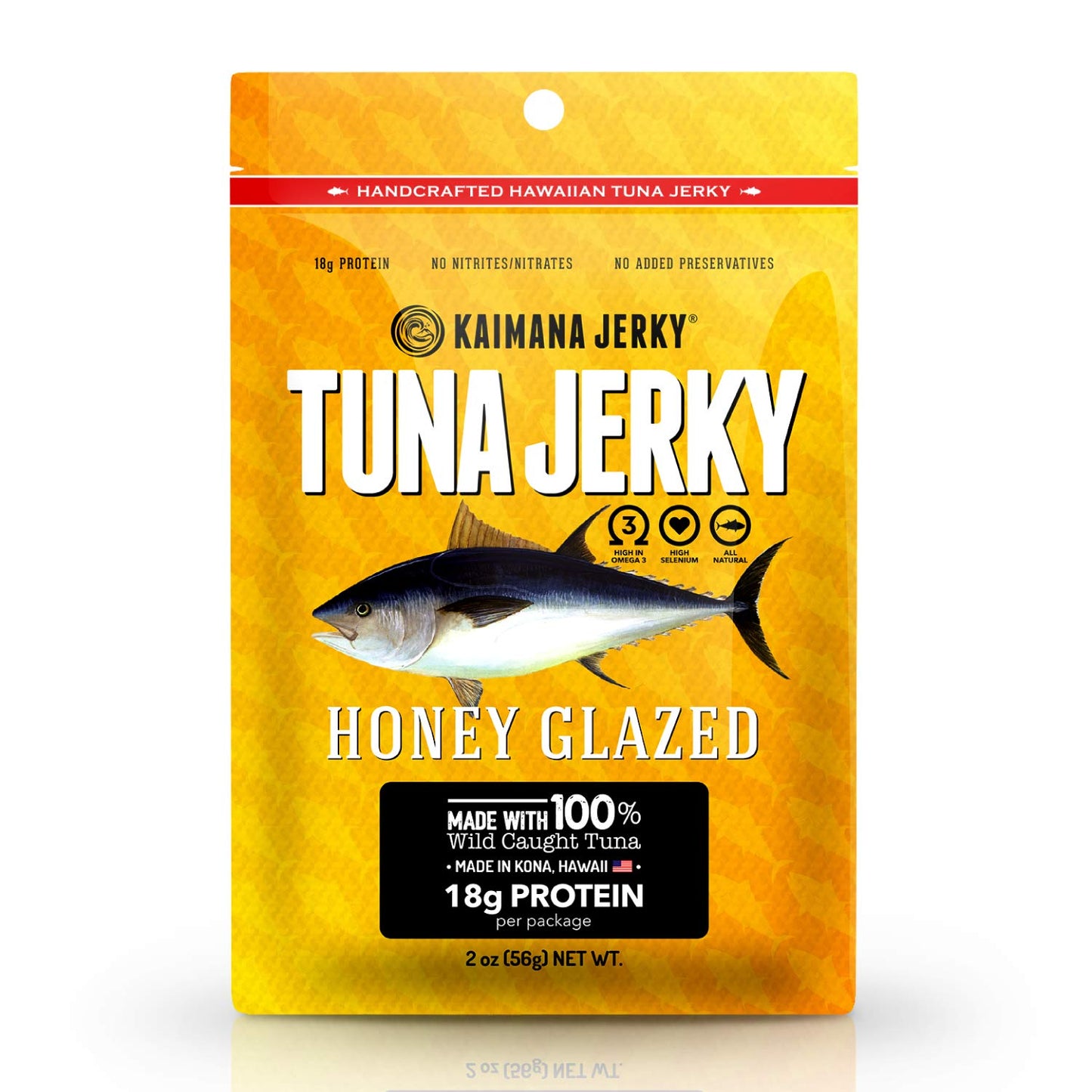 Kaimana Jerky Ahi Tuna Jerky, Honey Glazed, Soft and Tasty, 2 Ounce, All Natural, Wild Caught, High in Omega 3s