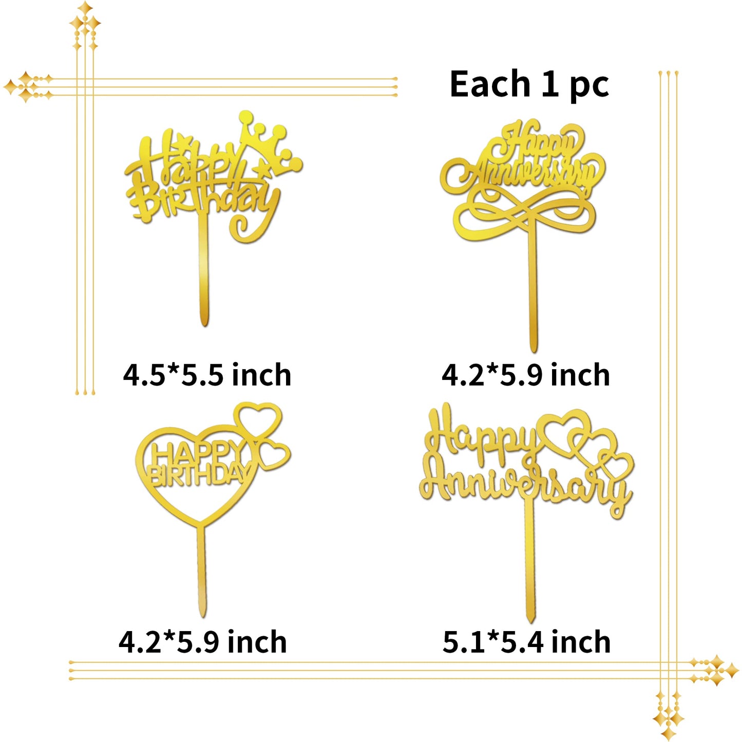 Acrylic Alphabet Number Cake Topper Diy Personalized Name Cake Toppers With A-Z Letter 0-9 Number Happy Birthday And Happy Anniv