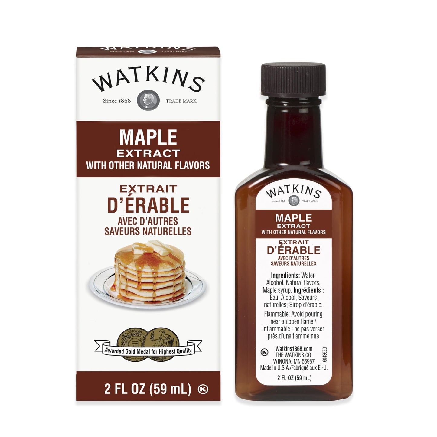 Watkins Maple Extract with Other Natural Flavors, 2 oz. Bottles, Pack of 6 (Packaging May Vary)