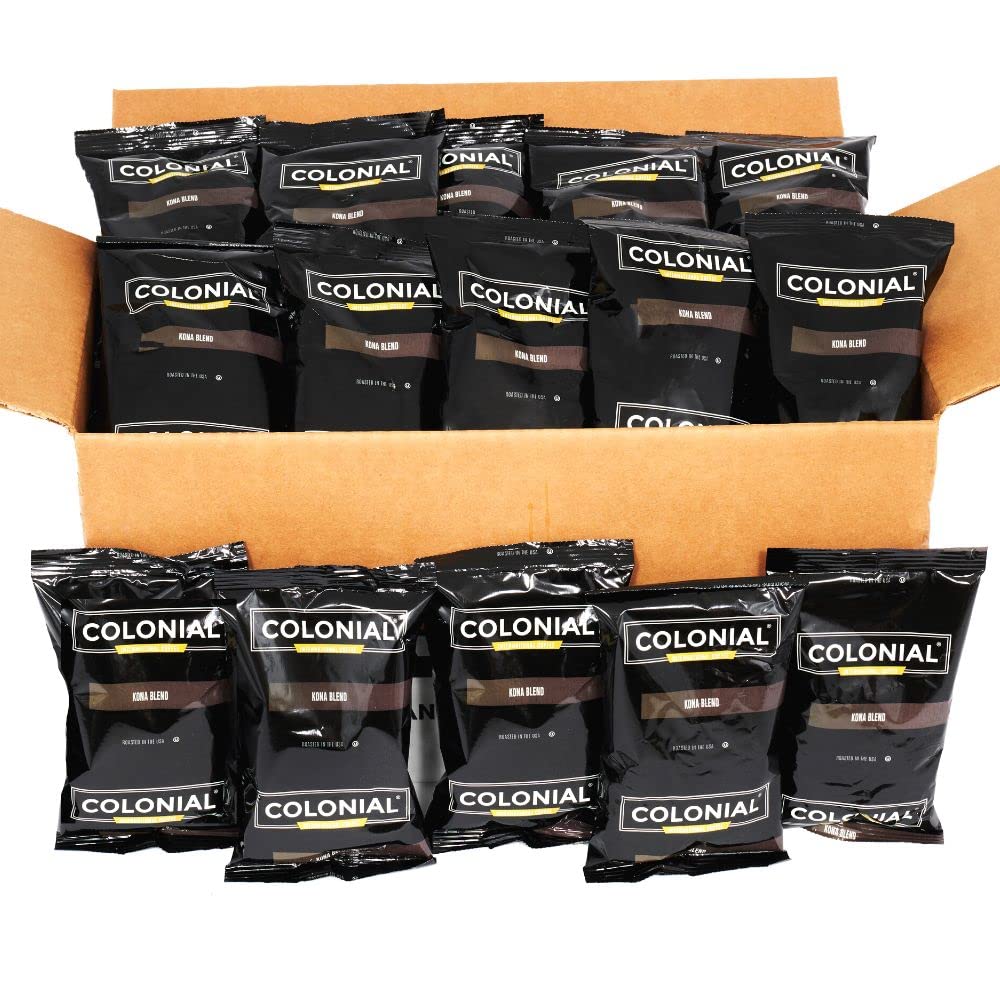 Colonial Coffee 32 Count Single Pot Coffee Packets - 100% Arabica Hawaiian Kona Medium Roast | Pre-Measured Frac Packs for 12 Cu