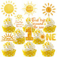 Weecent 48 Pcs First Trip Around The Sun Cake Topper, Sunshine Cupcake Toppers Sun Cupcake Toppers 1St Birthday Decorations For