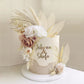 HAVAGDTM 22 PCS Boho Cake Topper Set - Vintage Artificial Rose Flowers & Dried Pampas Grass - Pink White Apricot for Weddings & Parties