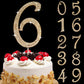 Large Number 6 Birthday Cake Topper, Gold Bling Rhinestone Happy 6Th Birthday Cake Topper, No 1 10 16 18 21 30 40 50 60 70 80 Ca