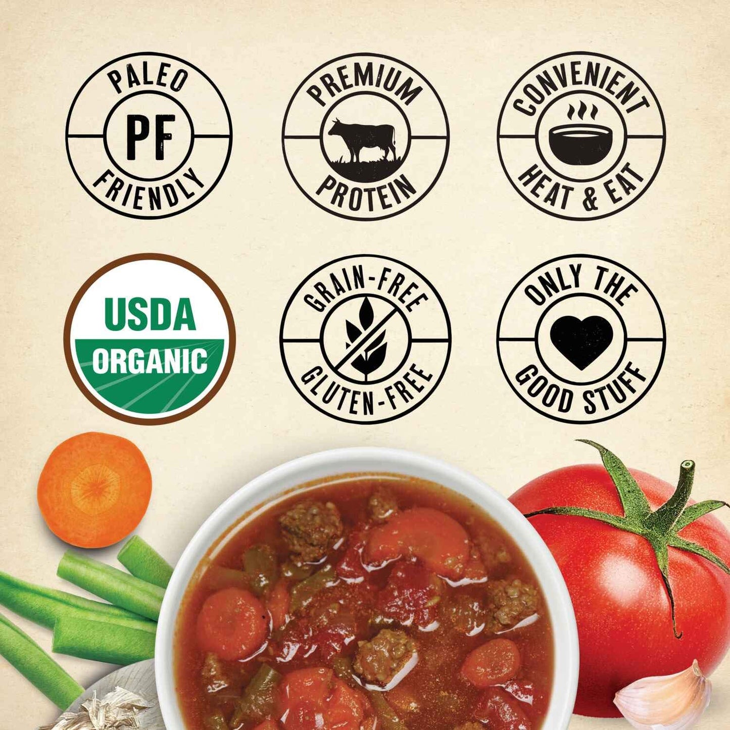 True Primal Beef & Vegetable Organic Soup 8-pack, Ready to eat, Gluten free, Paleo, Grass-fed beef, Whole30, Keto
