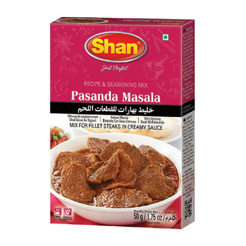 Shan Pasanda Recipe and Seasoning Mix - Spice Powder for Fillet Steaks in Creamy Sauce, 1.76 oz, Suitable for Vegetarians