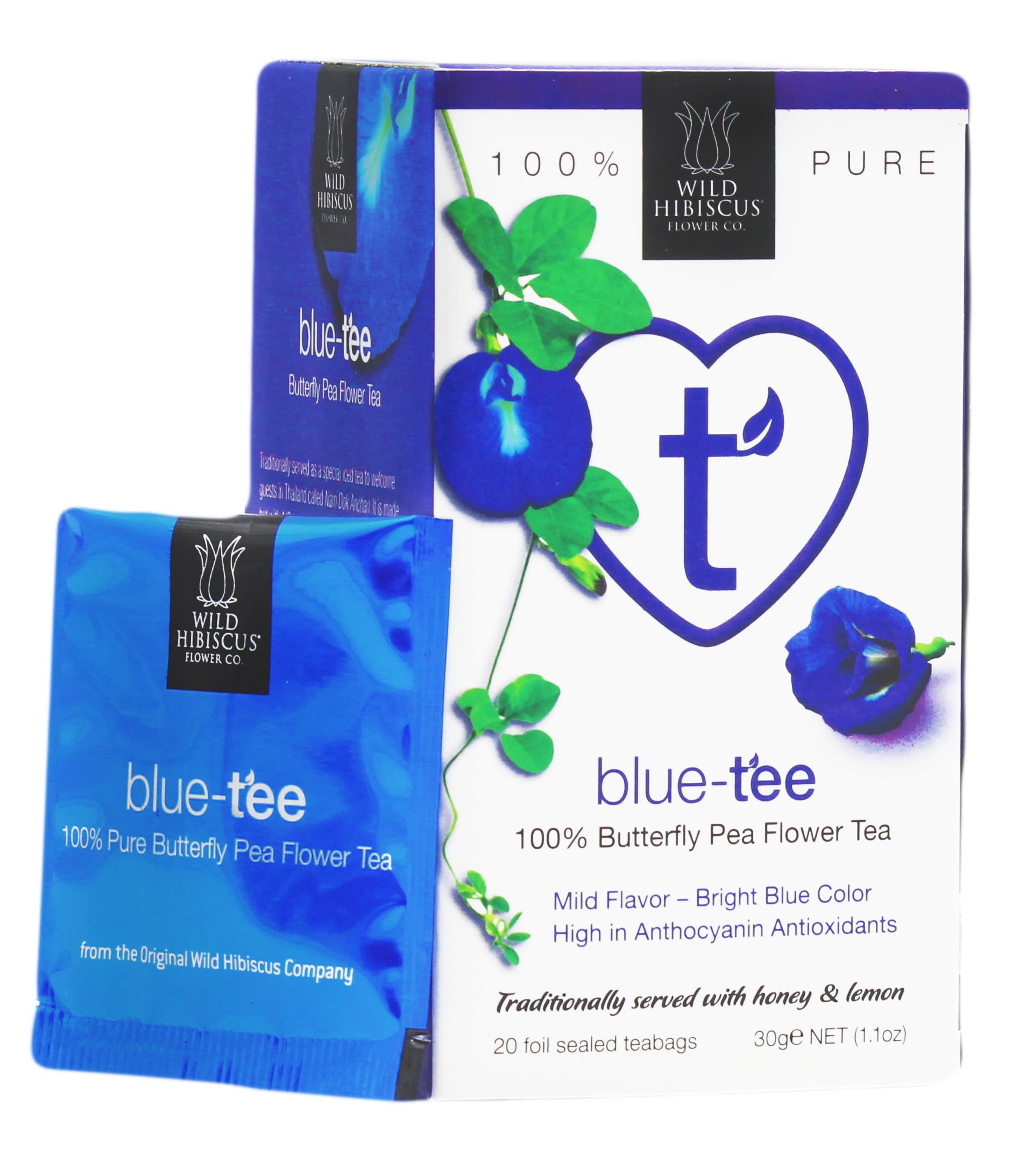 Blue-Tee Butterfly Pea Flower Tea - 100% Pure - 1.1 oz