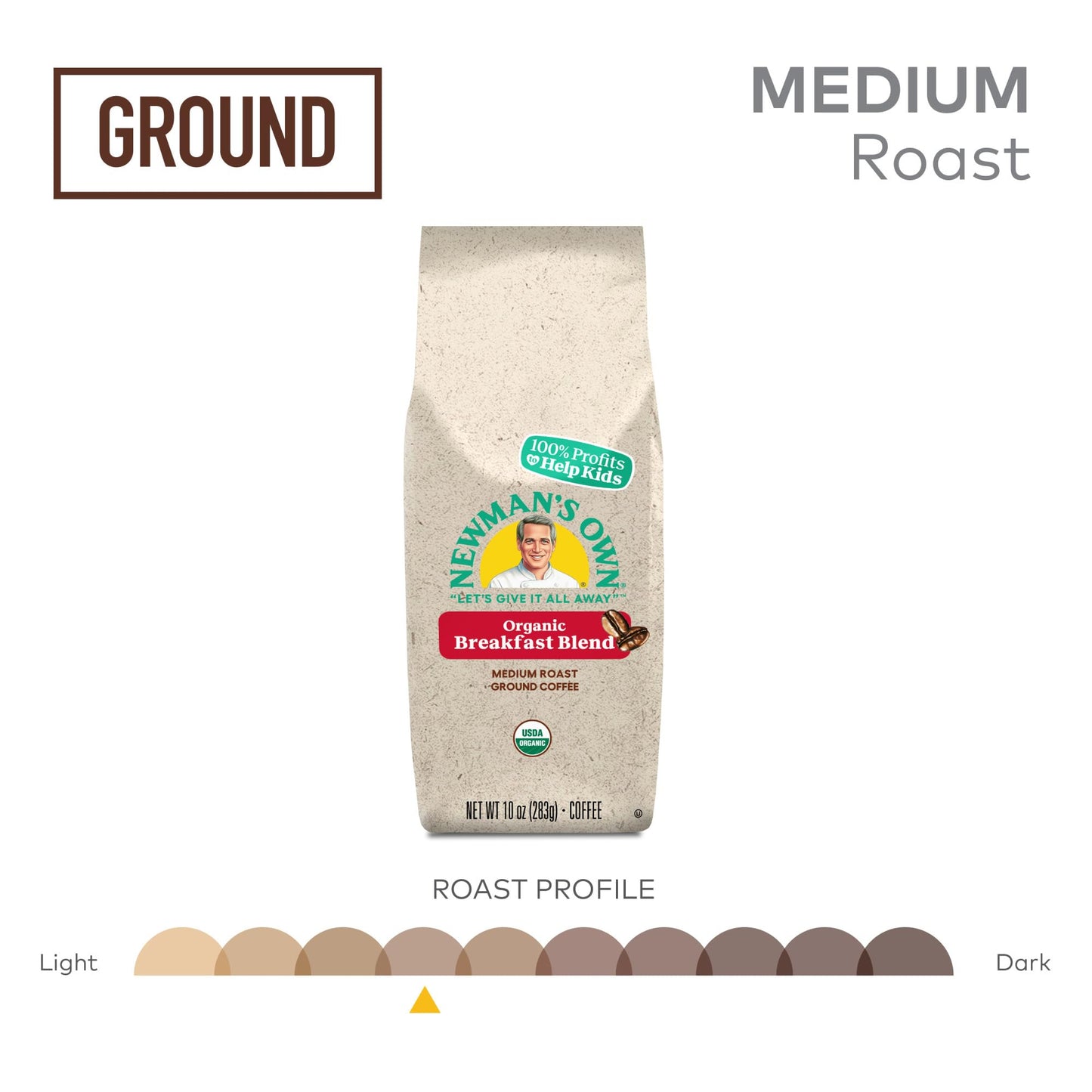Newman'S Own Organics Breakfast Blend, Ground Coffee, Fair Trade Certified, Medium Roast, Bagged 10Oz