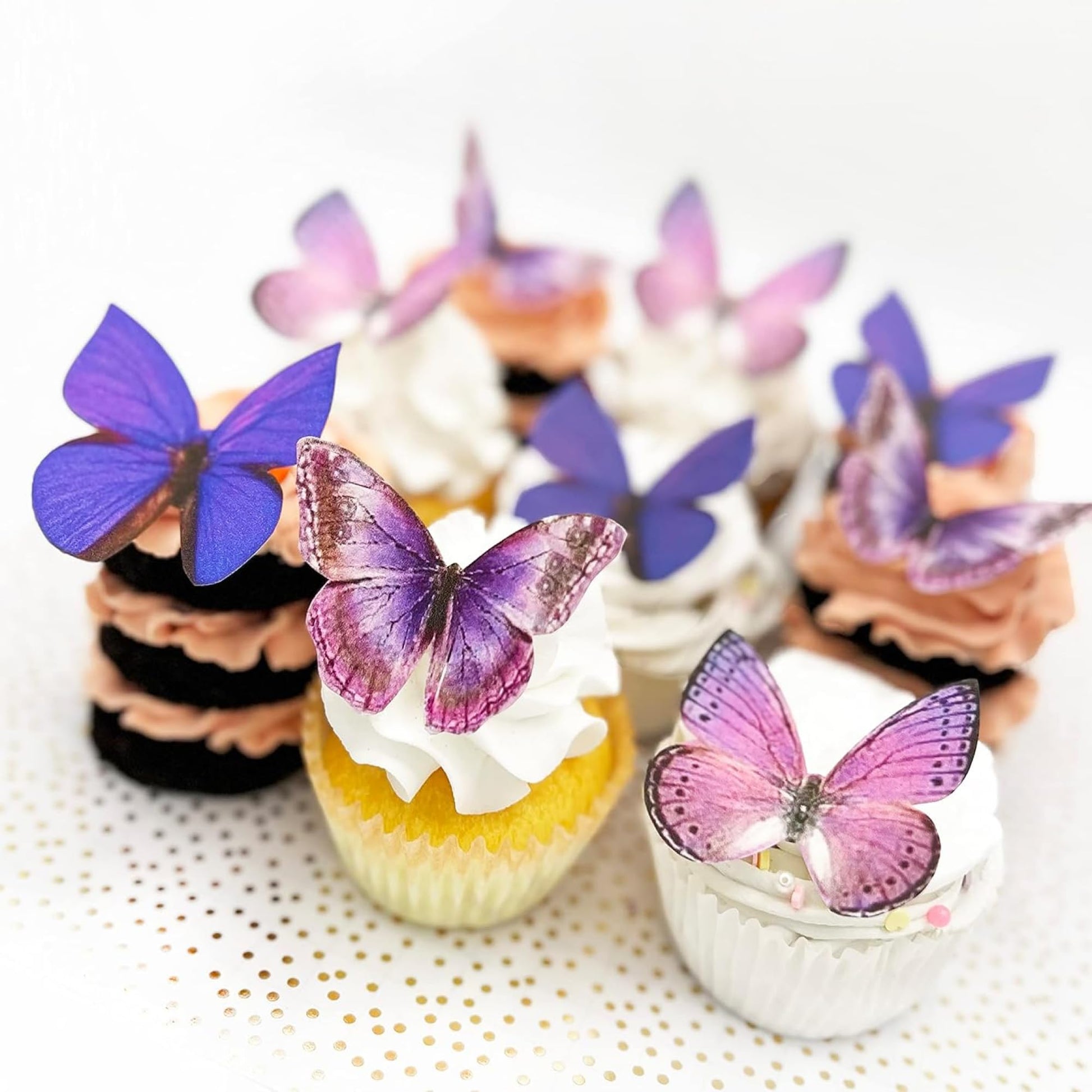 Sugar Robot Edible Butterflies - Large Cake & Cupcake Toppers, 3 inches, Purple, Made in USA