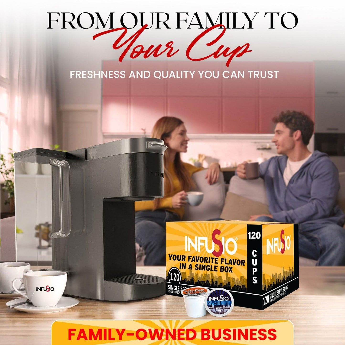 InfuSio Flavored Coffee Pods Variety Pack - 120 Count Flavored Medium Roast  12 Curated Blends Inspired by Classic Cocktails  Compatible with Keurig K cups 2.0 Brewer