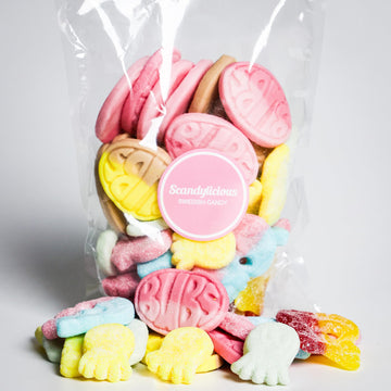 Bubs Swedish Candy Mix - Big Ovals, Skulls, And More - Sweet And Sour Swedish Gummies - 1 Pound Of Godis From Sweden