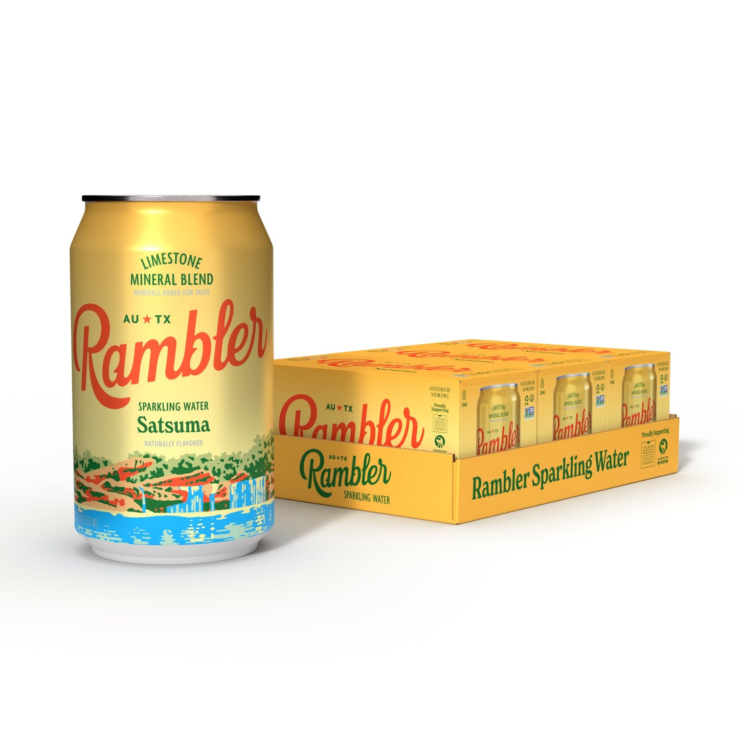 RAMBLER Satsuma Sparkling Water, Texas Limestone Filtered, 12 Fl Oz Cans, 24-Pack