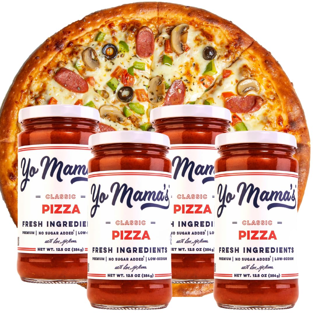 Yo Mama'S Foods Keto Classic Pizza Sauce - Pack Of (4) - No Sugar Added, Low Carb, Vegan, Gluten Free, Paleo Friendly, And Made