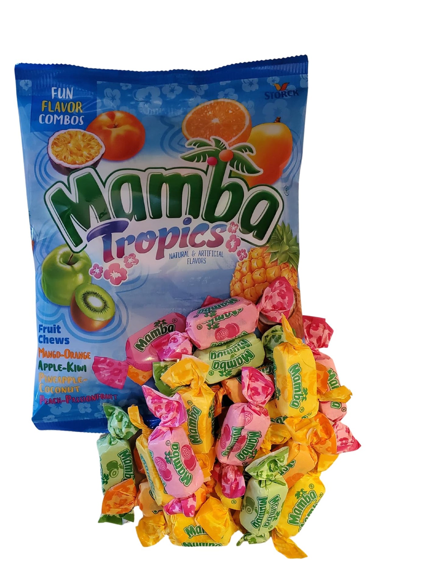 Mamba Fruit Chews & Tropics Assorted Candy Assorted Candy - Chewy candy that is Full of Great Flavors, Individually Wrapped and