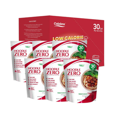 Caloless Konjac Shirataki Noodles 6-Pack Low Calorie Healthy Food (Beef)-Gluten Free, Keto Snacks, Non Gmo, Low Carbs Glucomanna