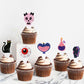 Ercadio 24 Pack Pink Halloween Cupcake Toppers Halloween Witch Hat Cat Skull Bat Cupcake Picks Pink Ghost Halloween Cupcake Topp