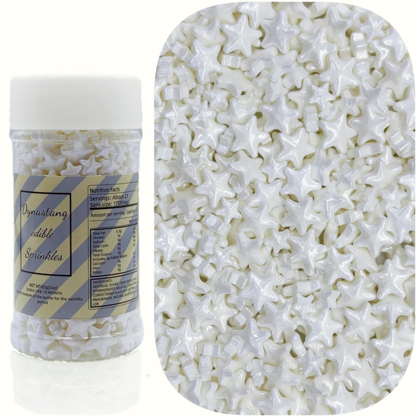 Dynastang Mixed Size White Stars Sprinkles Edible Stars Cake Decorating Stars Cake Decorations Cupcake Toppers Cookie Decorating