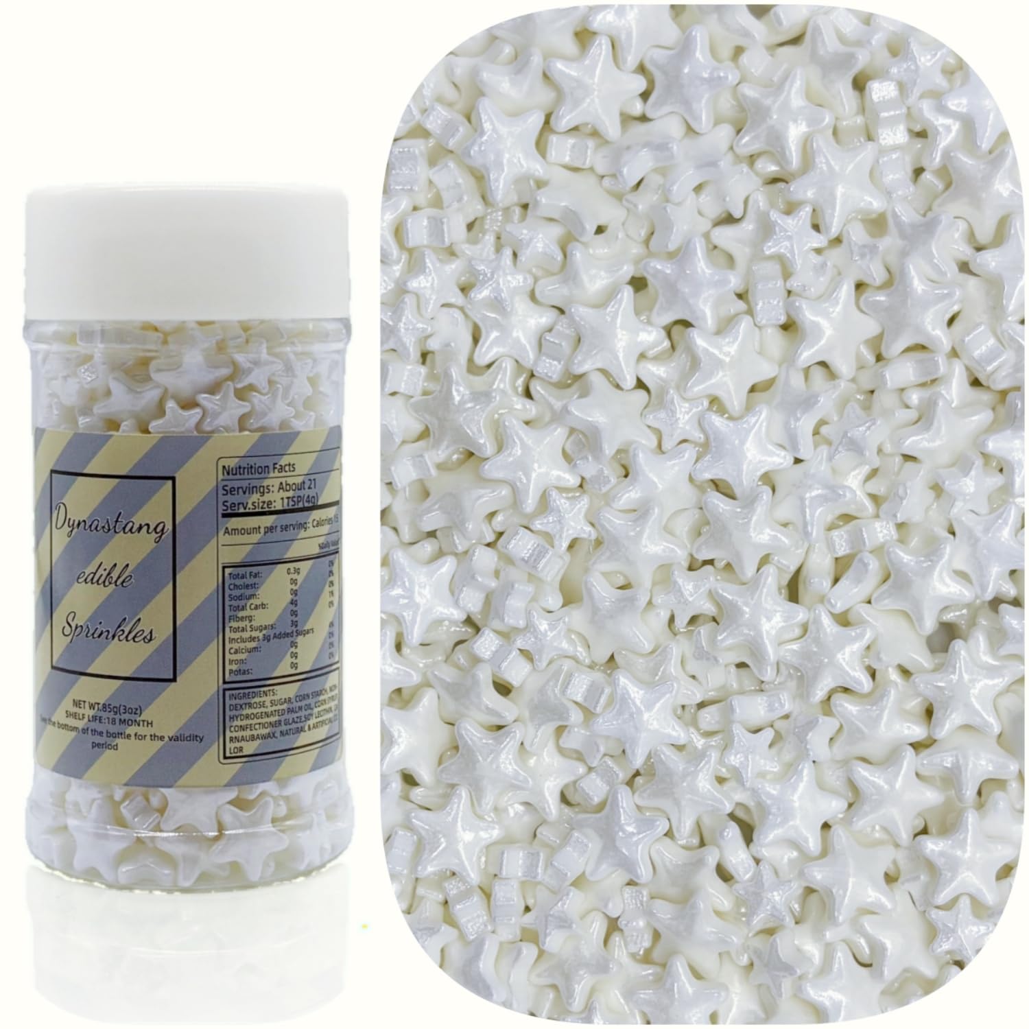 Dynastang Mixed Size White Stars Sprinkles Edible Stars Cake Decorating Stars Cake Decorations Cupcake Toppers Cookie Decorating