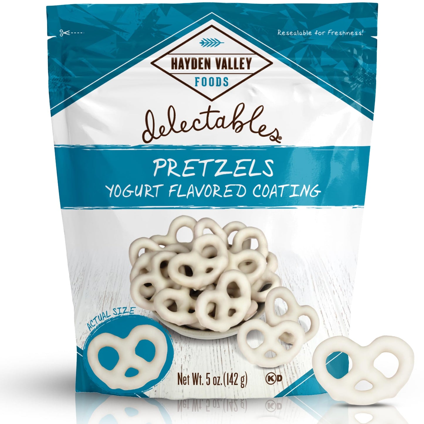 Hayden Valley Foods Vanilla Yogurt Covered Pretzels - Gourmet Snack - 5oz Resealable Bag