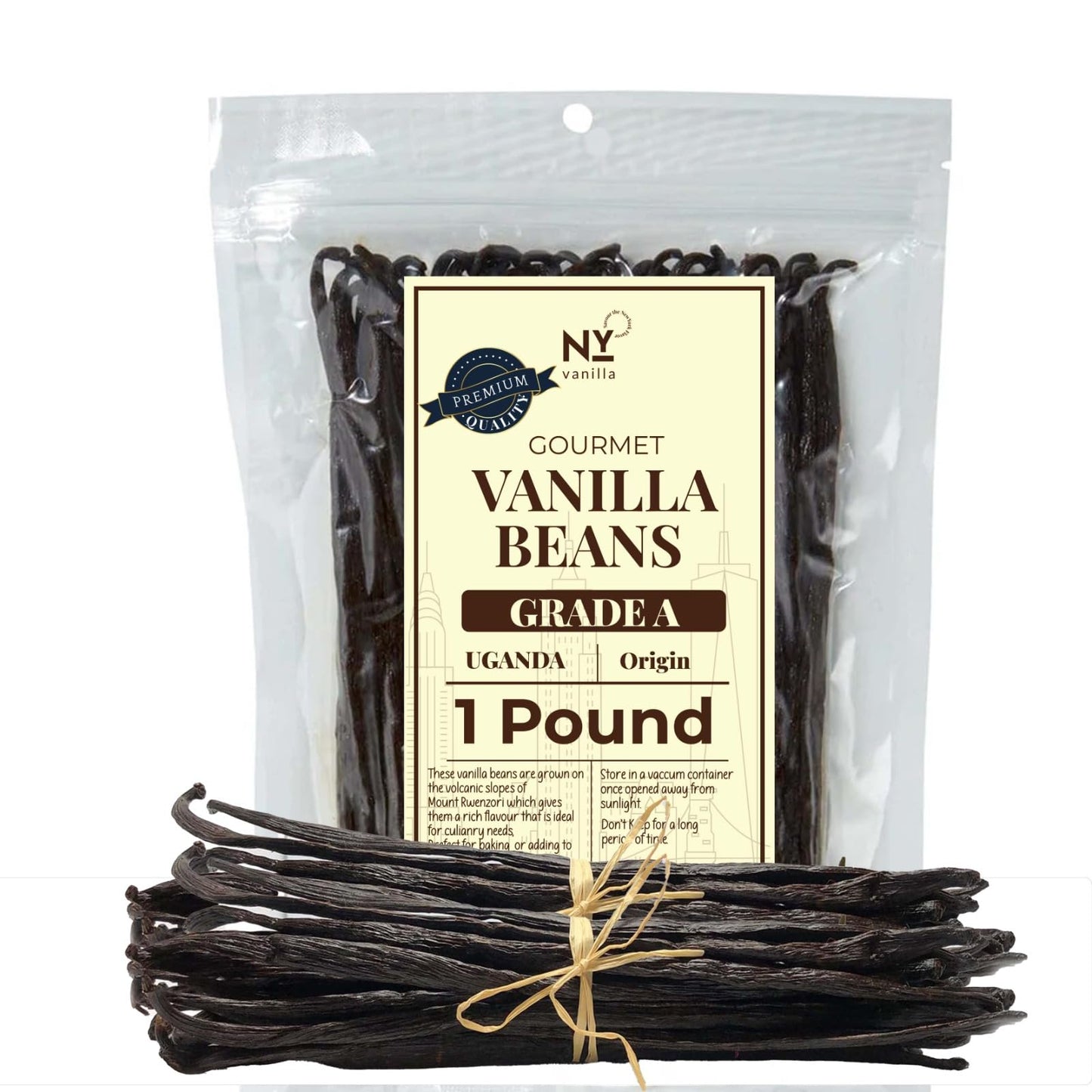 Akshit Vanilla Beans Grade A | Non-GMO Whole Beans for Extract | 1 Pound, 6-8 Inches