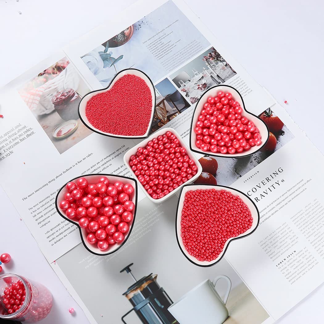 Sentovac Edible Red Pearl Sugar Sprinkles 4.23Oz/ 120G Edible Candy Pearls For Decorating | Edible Cake Cupcake Sprinkles For Halloween Christmas | Cookie And Ice Cream Topper Decorations