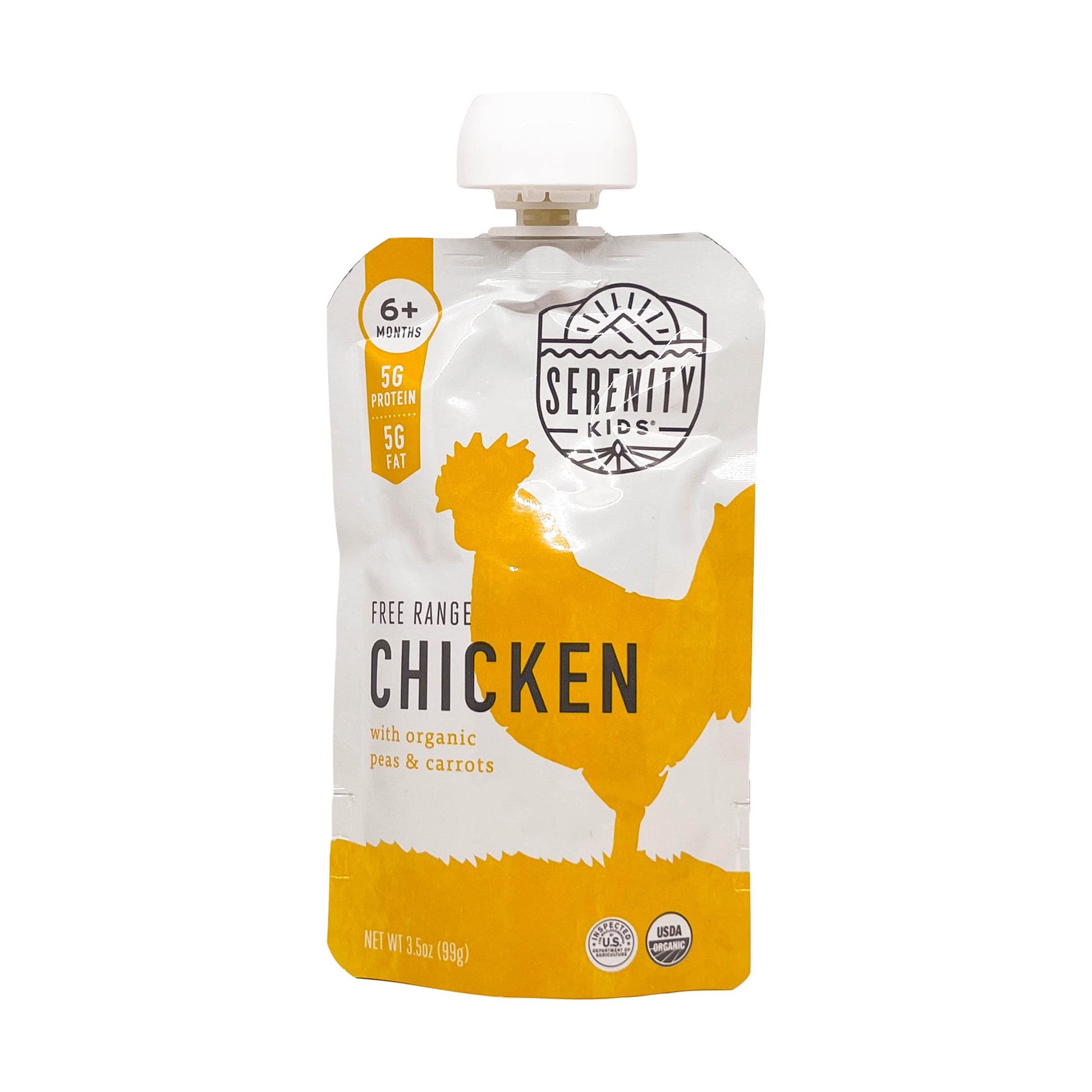 Serenity Kids 6+ Months Baby Food Pouches Puree Made With Ethically Sourced Meats & Organic Veggies  3.5 Ounce Bpa-Free Pouch  F