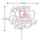 Monmon & Craft Happy 17Th Birthday Cake Topper/Cheers To 17 Years/Girls 17Th Birthday Party Decor Supplies - Silver & Pink Glitt