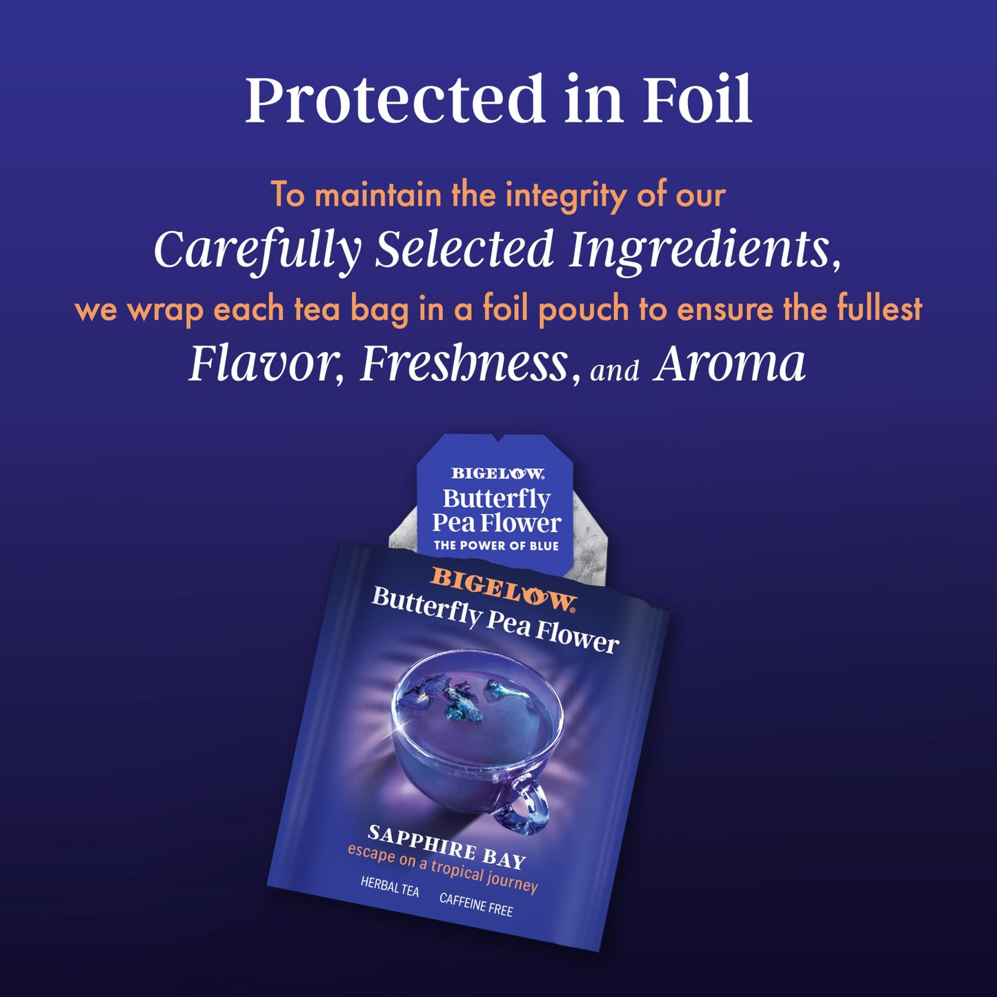 Bigelow Tea Sapphire Bay Butterfly Pea Flower  Blue Tea  Caffeine Free (Pack of 6)  108 Total Tea Bags