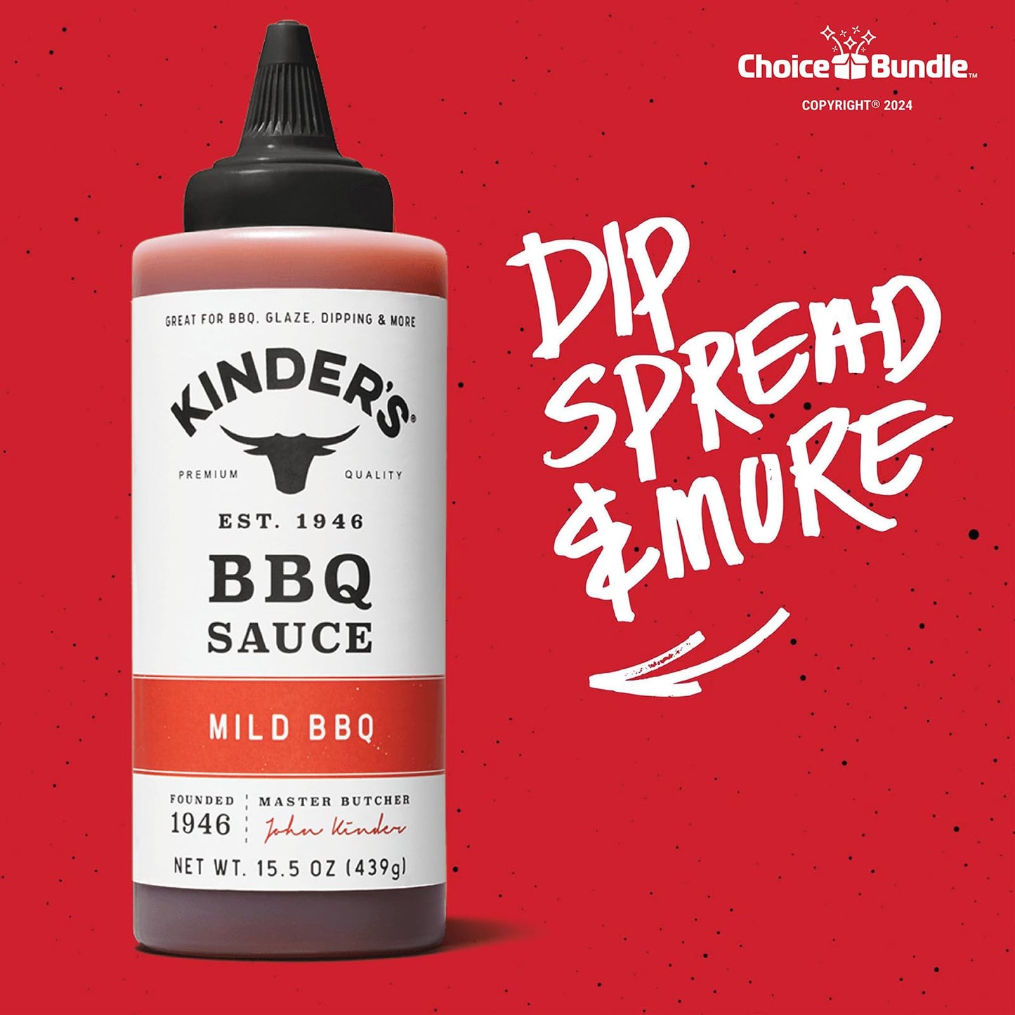Kinders Mild Bbq Premium Barbecue Sauce 3 Pk (46.5 Oz) Great To Dip Toss Glaze & More + Barbecue Masters & Bottle Opener (5 Item