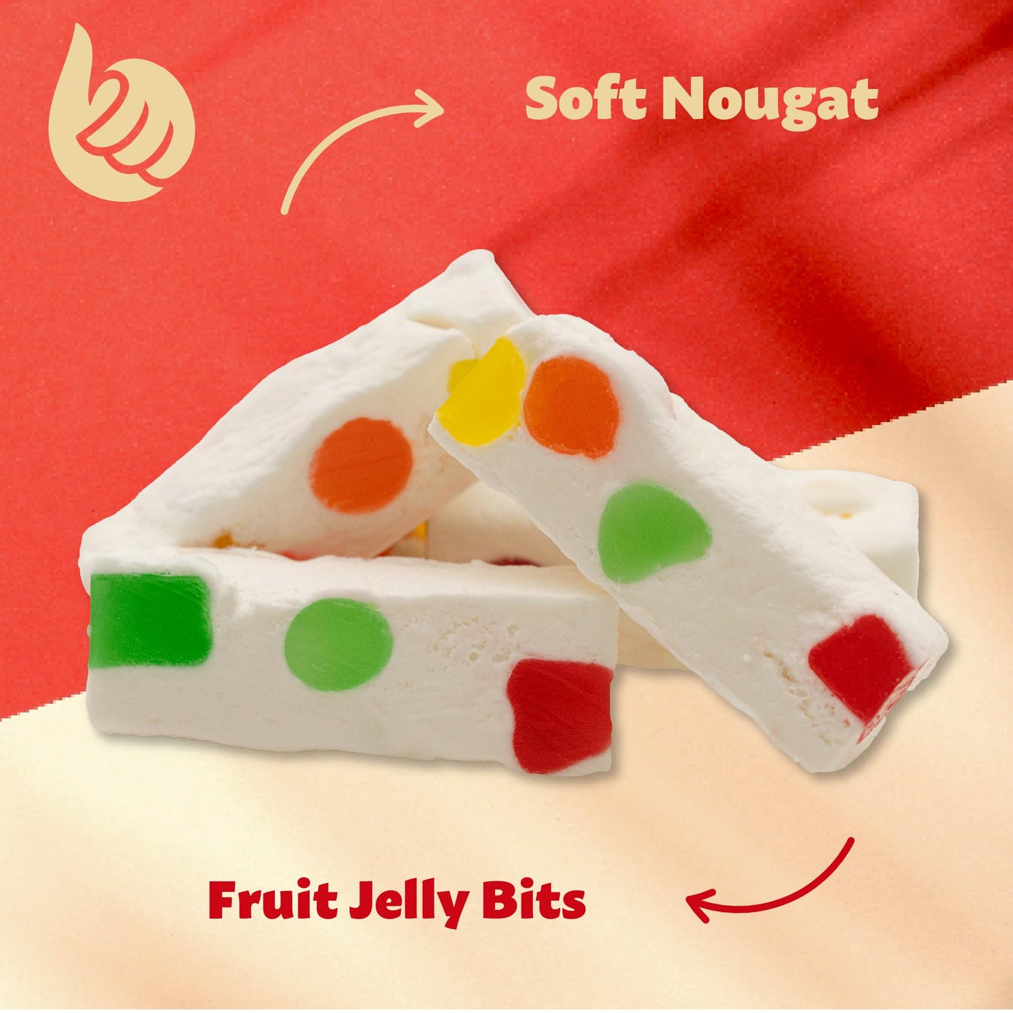 Jujube Nougat Candy With Fruit Jelly Pieces, Individually Wrapped, 11-Ounce Pack (About 30 Pieces)