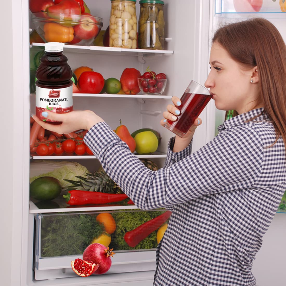 Liebers Pomegranate Juice - 32Fl Oz Pure And Natural Pomegranate Fruit Juice - No Added Sugar Or Preservatives - Natural Juice R