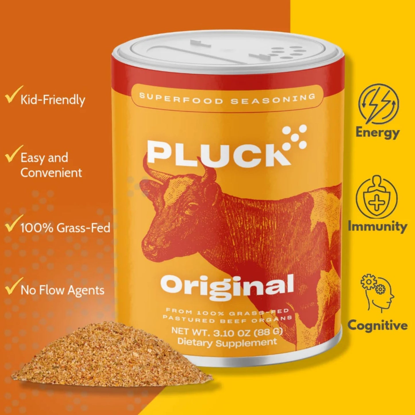 PLUCK All-Purpose Seasoning Blend for Organ Meat, 1.76 oz, Made with Grass-Fed Beef Organs, Sea Salt, Shark Tank Feature