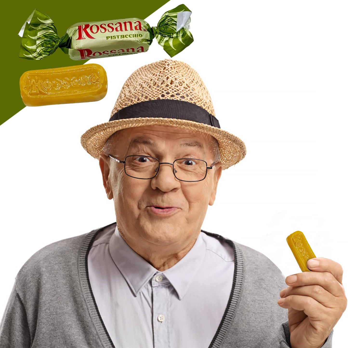 Rossana Pistachio Candy - 1 Pound Bag - Italian Hard Candy Individually Wrapped - Classic Pistachio Treat - Puntini Style Sweets - Authentic Italian Candy from Italy