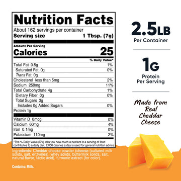 Nutricost Pantry Yellow Cheddar Cheese Powder (2.5 Pounds Per Bottle) - Powdered Cheese :: Great For Cooking, Baking, Popcorn, A