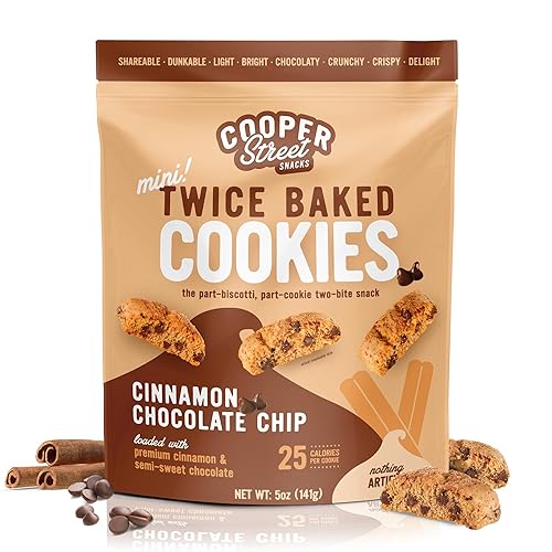 Cooper Street Cookies All Natural Twice Baked Crispy Cookie, Peanut & Dairy Free, Biscotti Style 5oz, Cinnamon Chocolate Chip (P