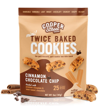 Cooper Street Cookies All Natural Twice Baked Crispy Cookie, Peanut & Dairy Free, Biscotti Style 5oz, Cinnamon Chocolate Chip (P
