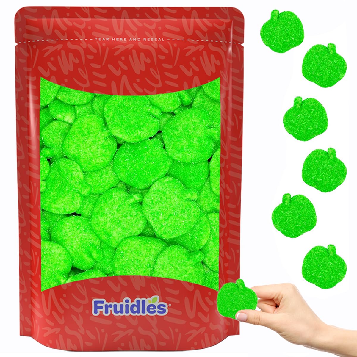 Fruidles Frosted Sour Green Apples Gummy Candy, Sugar Coated, 8 Ounce, Blue/Green