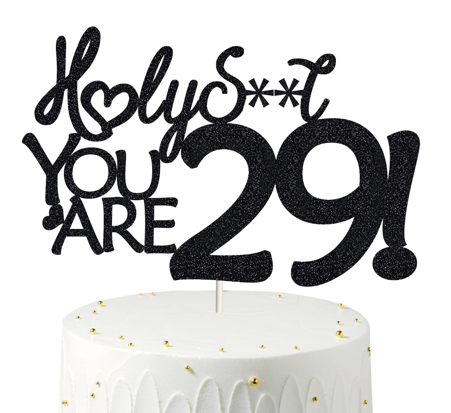 Happy 29th Birthday Cake Topper 29 Birthday Cake Toppers-Black Glitter, Funny 29th Cake Topper for Men,29 Cake Topper For Women,