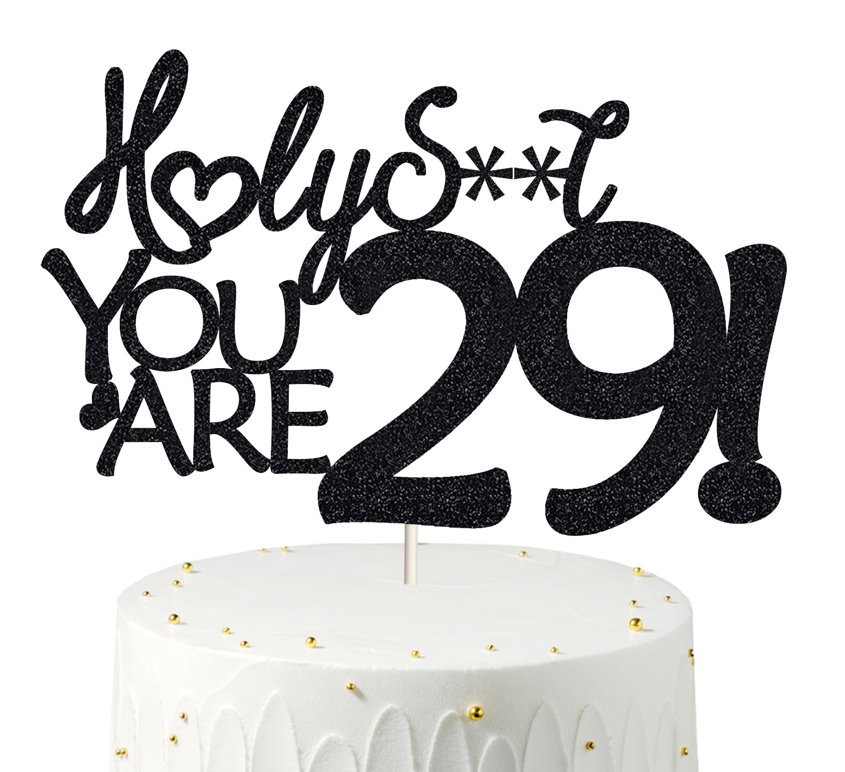 Happy 29th Birthday Cake Topper 29 Birthday Cake Toppers-Black Glitter, Funny 29th Cake Topper for Men,29 Cake Topper For Women,
