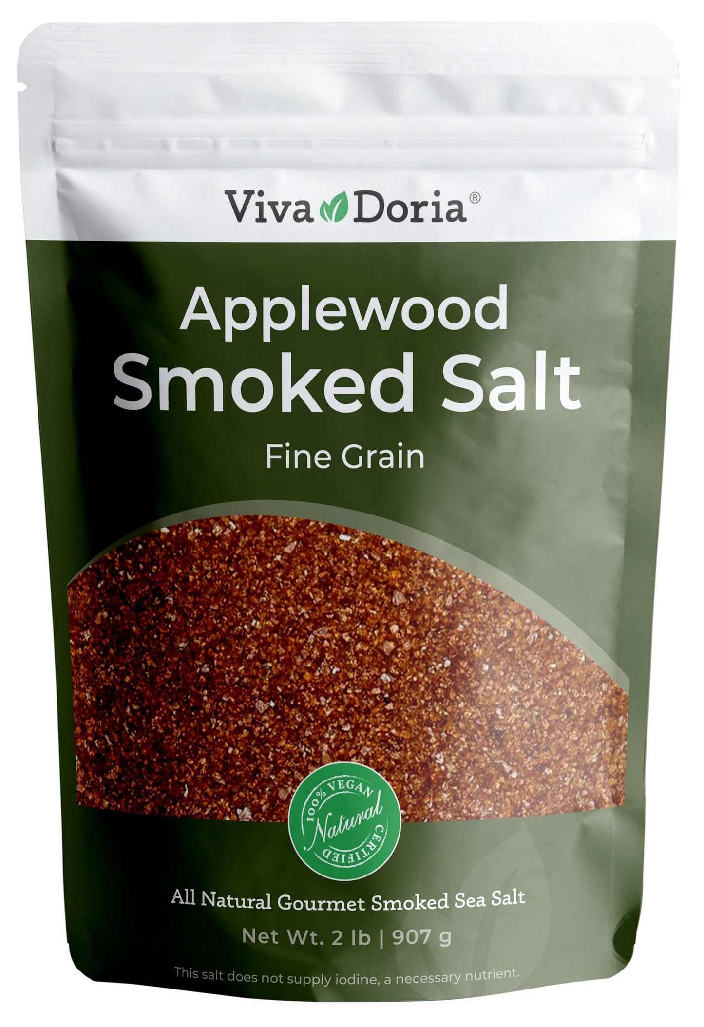 Viva Doria Applewood Smoked Sea Salt, Fine Grain, 32 Ounce (Pack of 1)