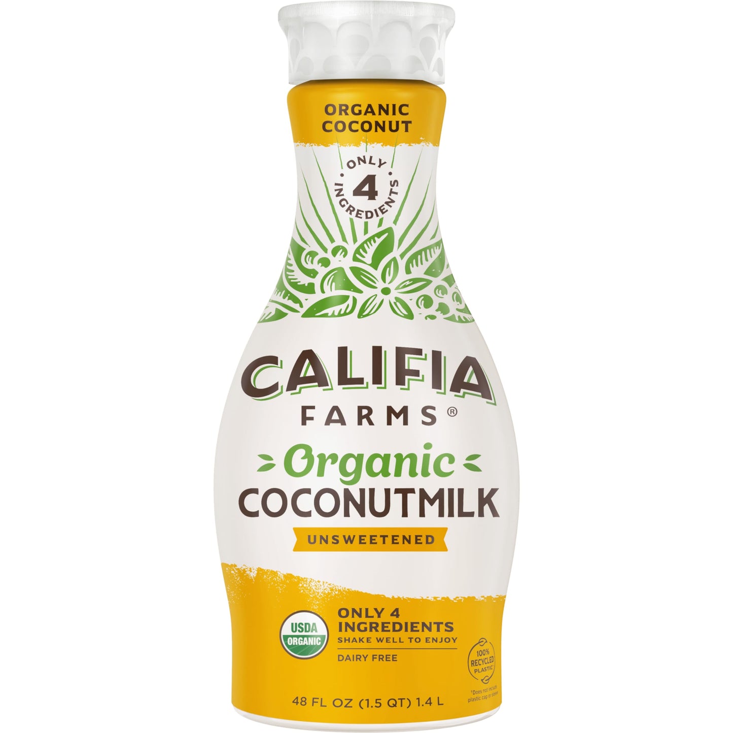 Califia Farms - Organic Unsweetened Coconut Milk, 48 Oz, Dairy Free, Vegan, Plant Based, Non GMO, Low Calorie, USDA Organic