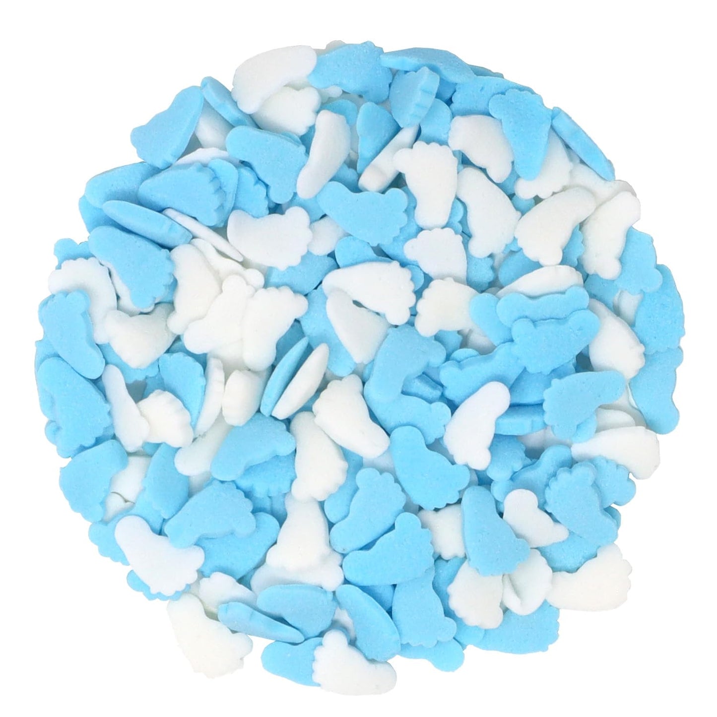 Mystic Sprinkles Baby Shower Themed Candy Shapes Sprinkles (Blue & White Baby Feet, 2Oz Jar)