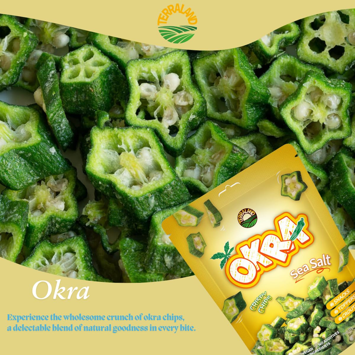 Terraland Okra Crispy Cubes-Sea Salt, Crispy & Crunch, Vegan, No Additives, Idea For Snacking Or Pairing With Salad And Cereal 2