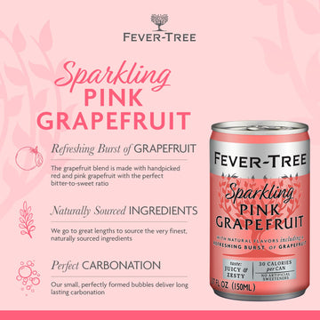 Fever-Tree Sparkling Pink Grapefruit Mixer - 150 ML Cans, Pack of 24 - Natural Ingredients, No Artificial Sweeteners - Refreshing Beverage