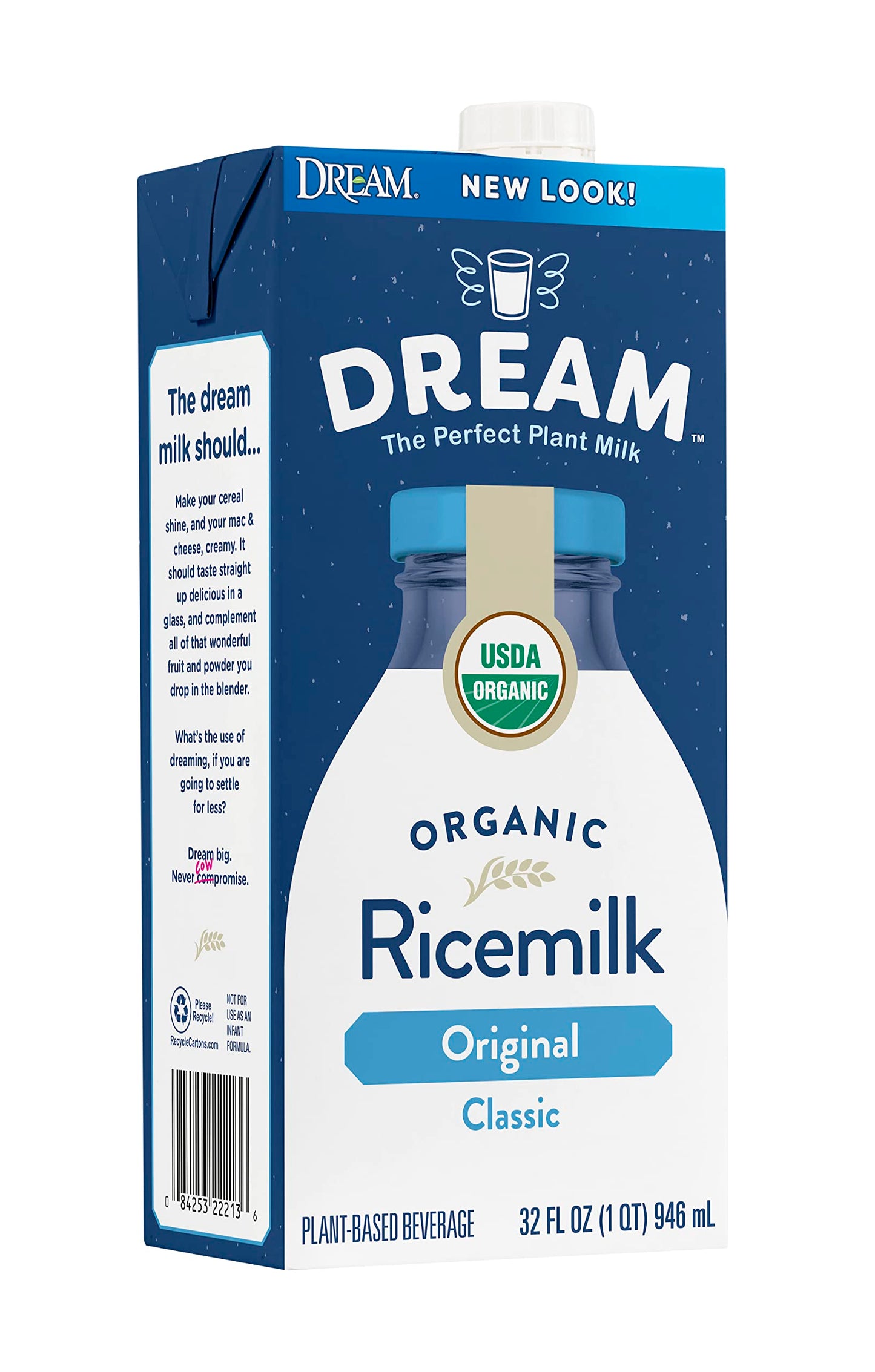 Rice Dream Organic Rice Milk Drink, Original Plain, Vegan Dairy Alternative, Lactose Free, Shelf Stable, 32oz (Pack of 12)