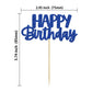 Gyufise 24Pcs Cupcake Toppers - Glitter Birthday Decorations, Dark Blue Paper Picks for Happy Birthday Theme Party