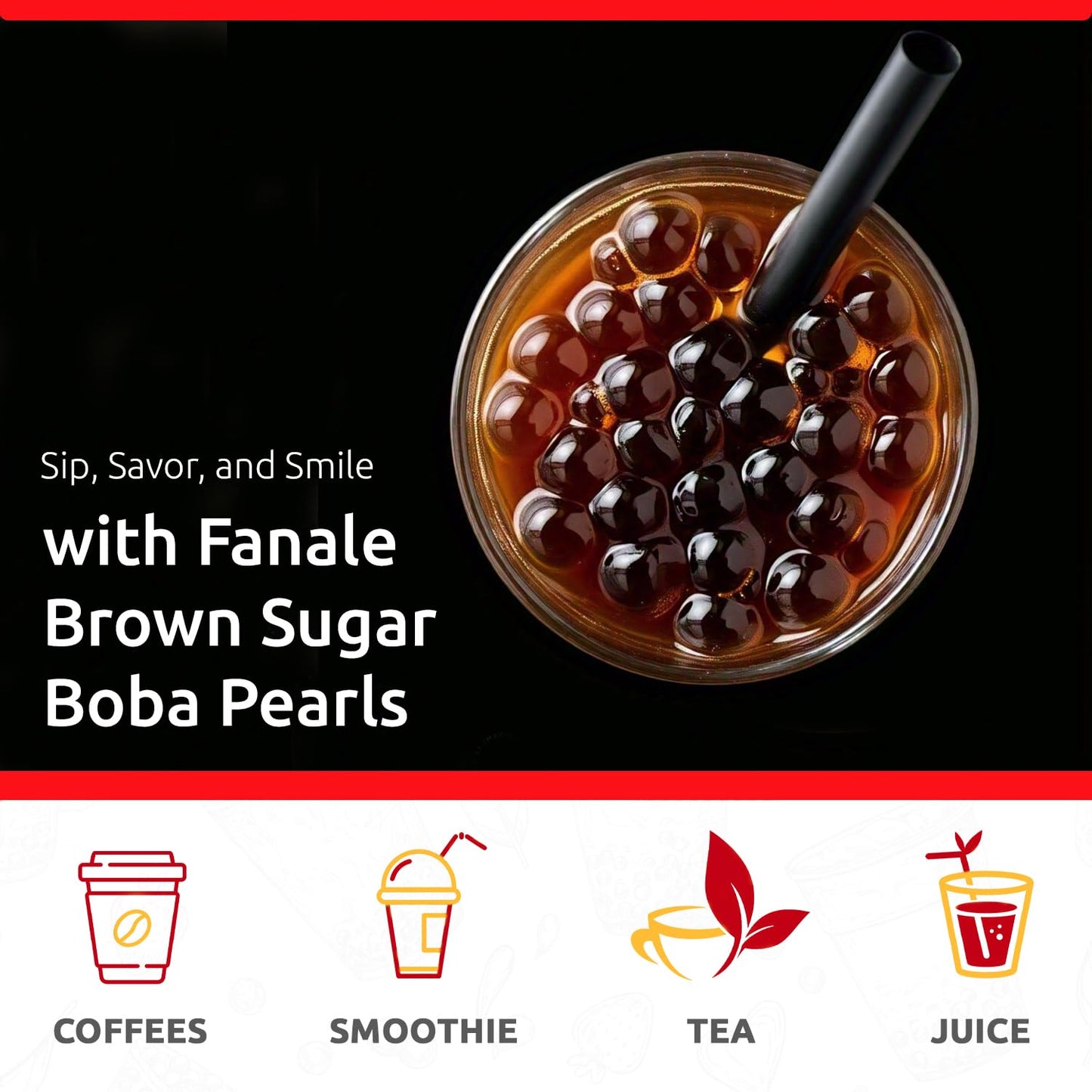 Fanale Brown Sugar Popping Boba Pearls, Vegan, Gluten Free, 1 Pound