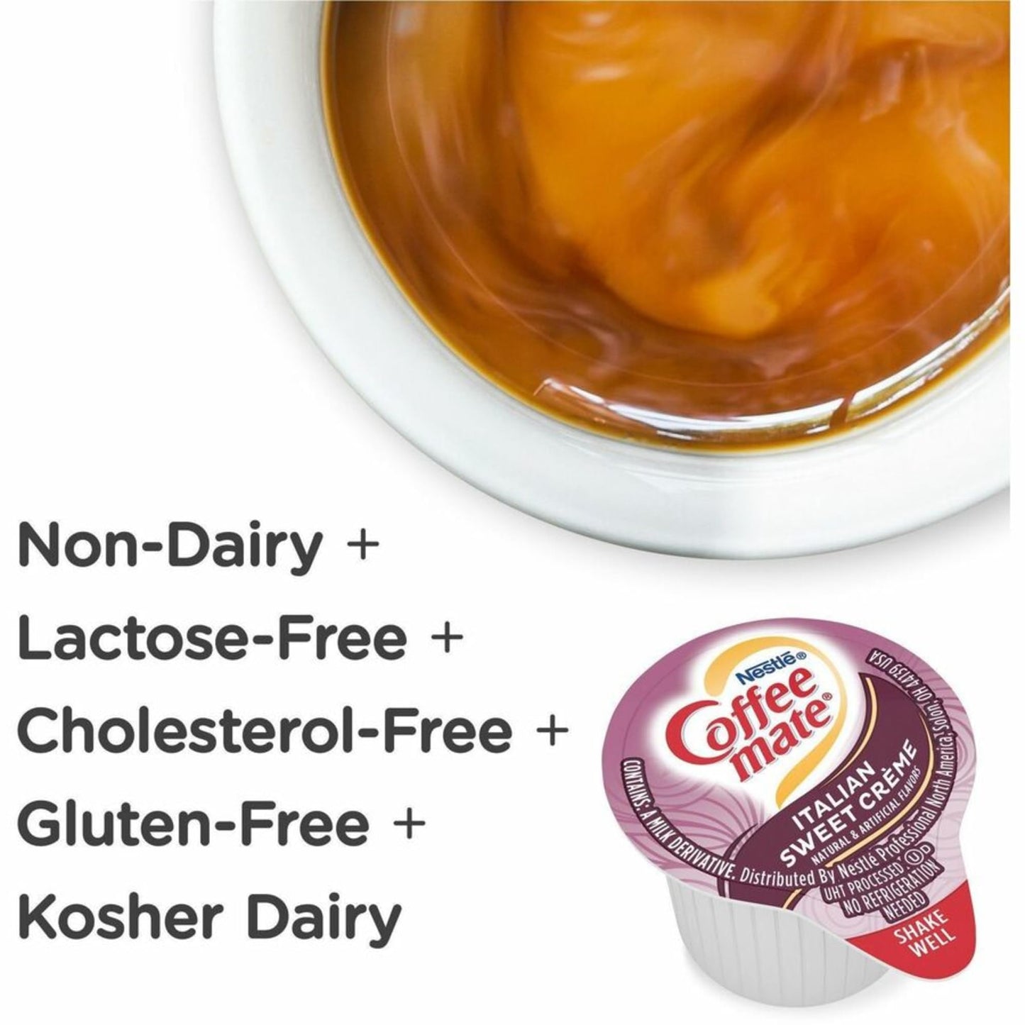 Coffee Mate Italian Sweet Creme Liquid Creamer Singles - Italian Sweet Creme Flavor - 0.38 Fl Oz (11 Ml) - 180/Carton